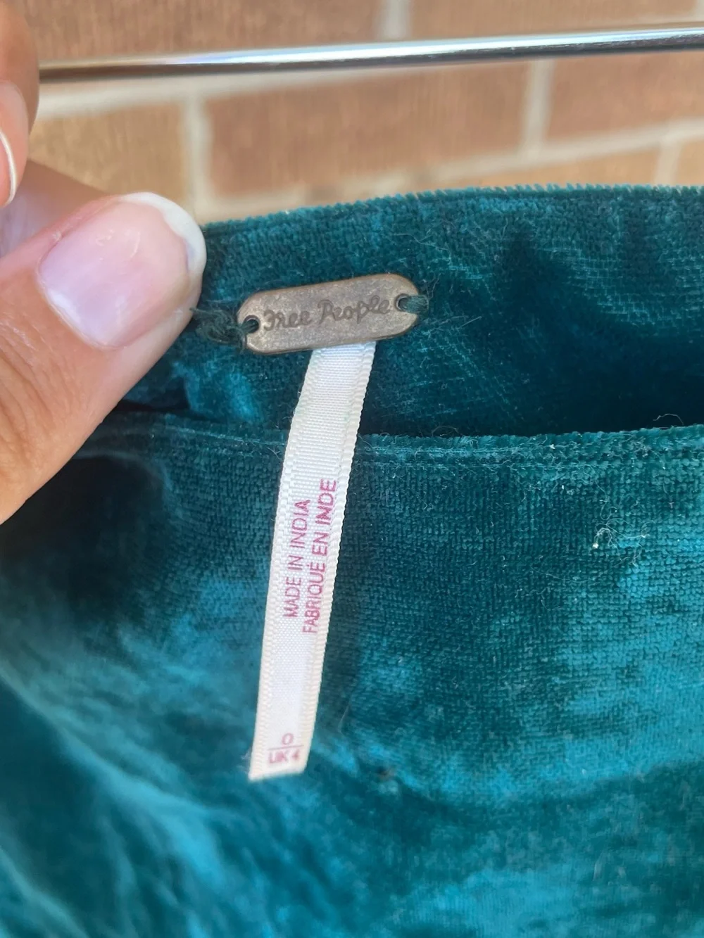 Free People Teal Velvet Mini Skirt